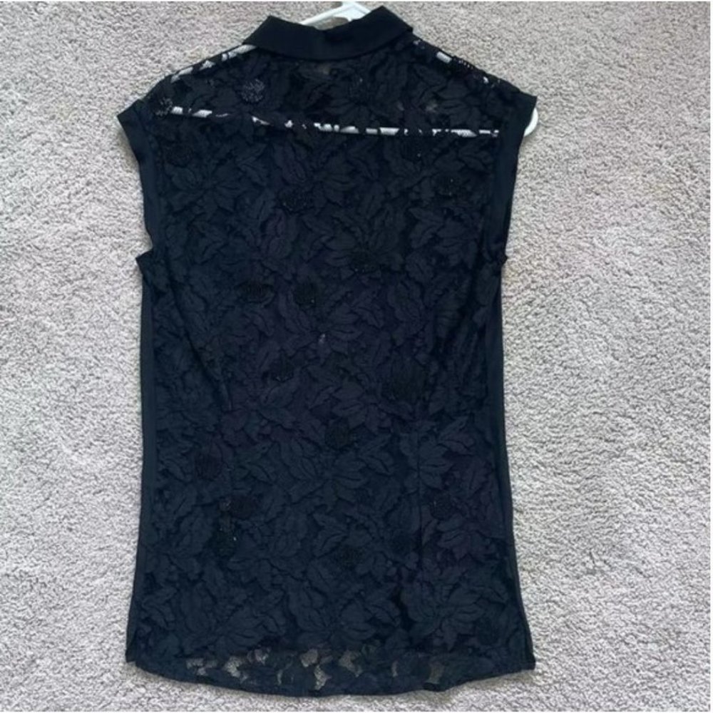 All Saints women's top embroidered button front black (Size 0)